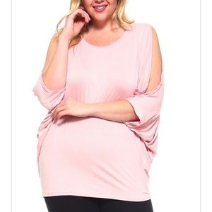 💖PLUS SIZE💖Pink Open Sleeve Plus Size Top